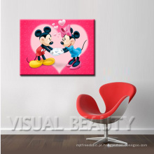 Mickey &amp; Minnie Pictures impresso em lona de algodão para o presente dos miúdos